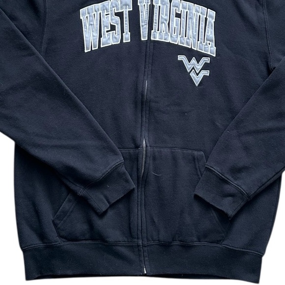 West Virginia Mountaineers Zip-Up Hoodie Sweatshirt Black Size L Student Alumni - Picture 5 of 11